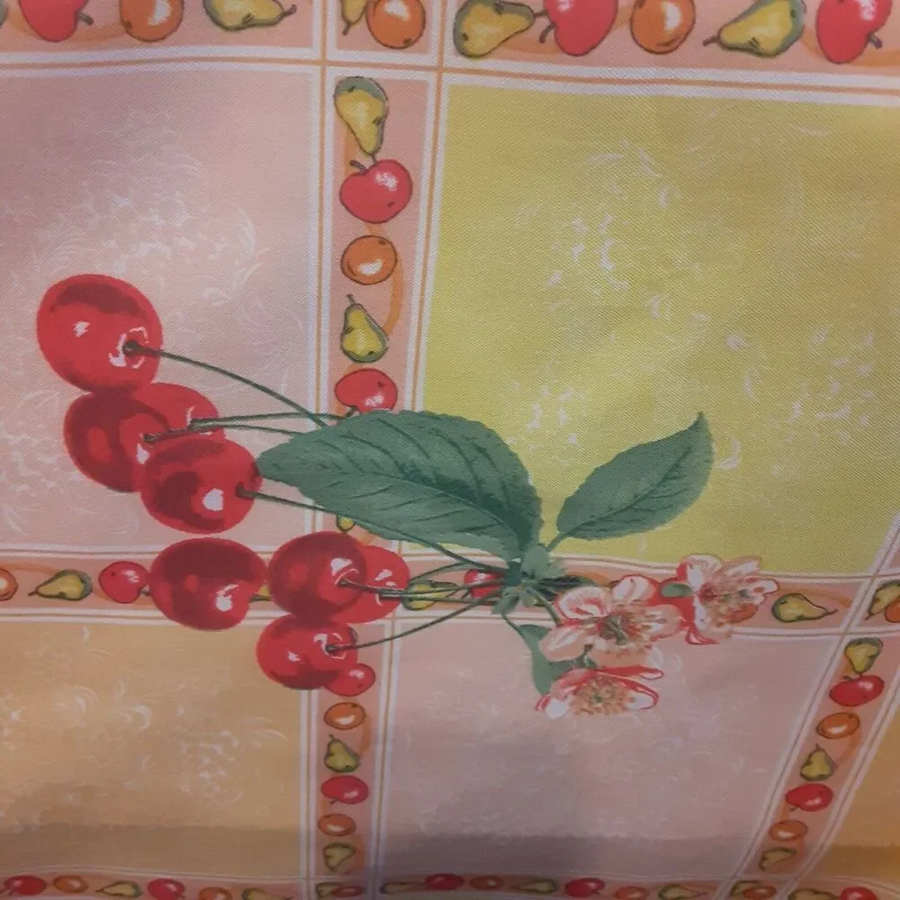 Vintage Fruit Block Pattern Tablecloth Oval Cheerful & Sunny